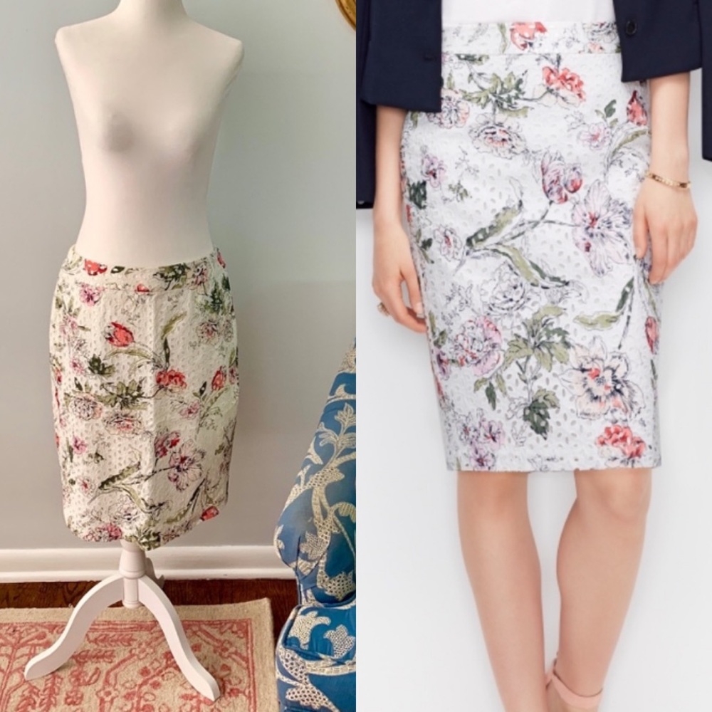 Ann Taylor Floral Eyelet Skirt - Picture 3 of 8